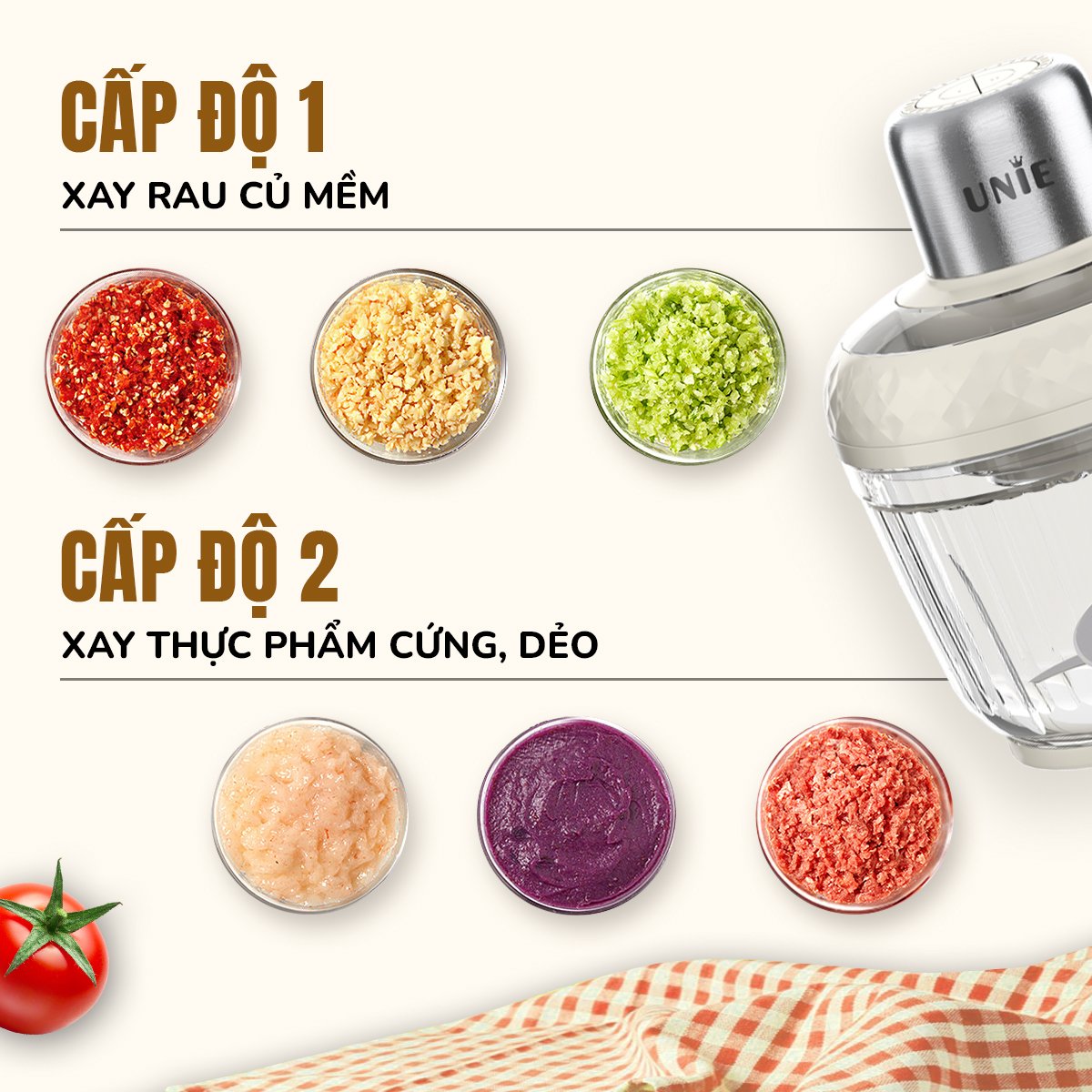 Máy xay thịt UNIE UM366 dung tích 2,5L, 2 cối xay thủy tinh, đánh ruốc, bóc tỏi tiện lợi_thumbnail_3