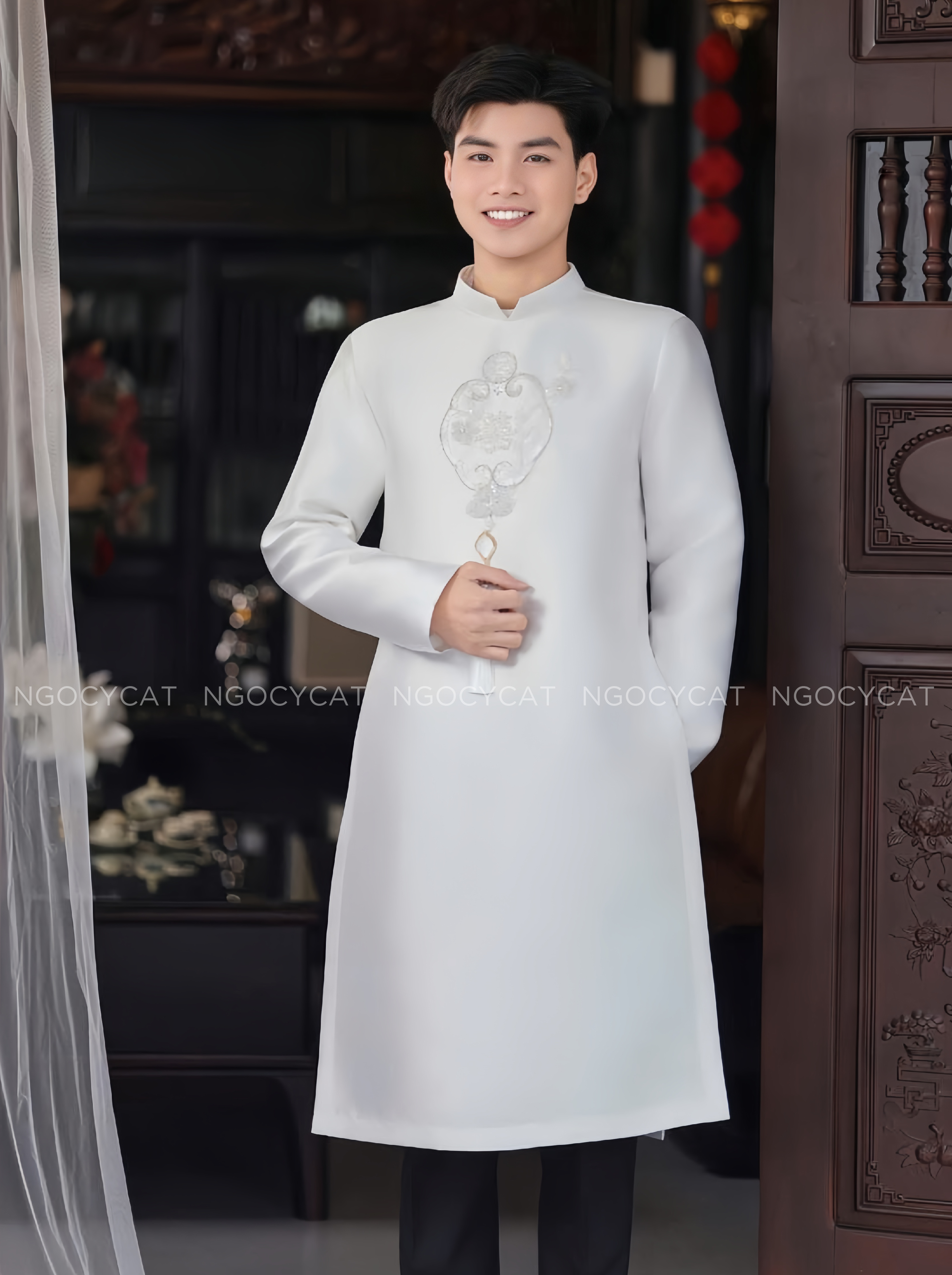 Áo Dài Dâu Rể Trắng Hỷ Viên Mãn_thumbnail_2