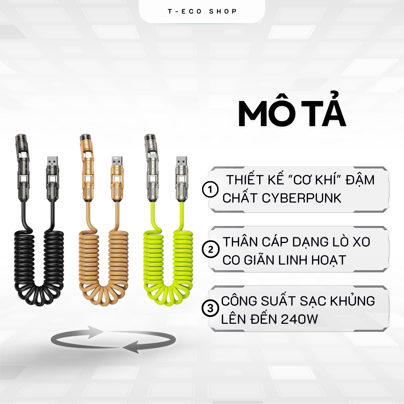T-ECO SHOP | Cáp Sạc WEKOME WDC-80 7 Trong 1 Công Suất 240W Hỗ Trợ Sạc Và Truyền Dữ Liệu_thumbnail_7
