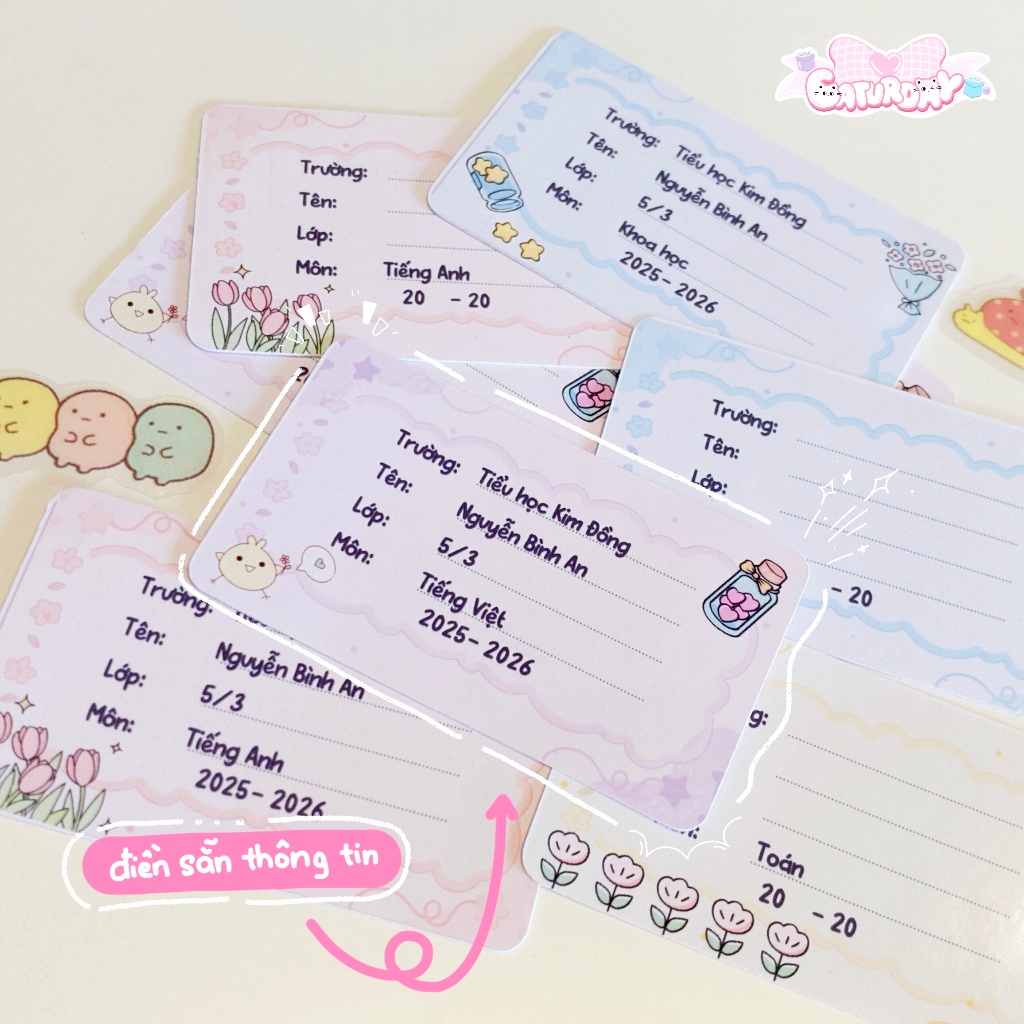 Nhãn vở MÔN HỌC HOA SAO DỄ THƯƠNG