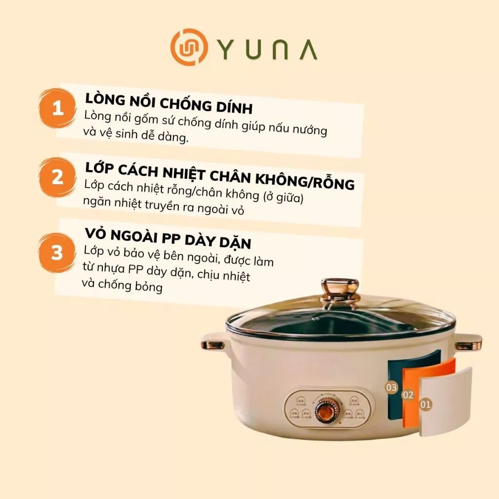 Nồi Lẩu Điện Đa Năng Dung Tích Lớn 1 Ngăn - 2 Ngăn, Ăn Gia Đình , Vách Ngăn Điều Khiển Nhiệt Độ Kép_thumbnail_4
