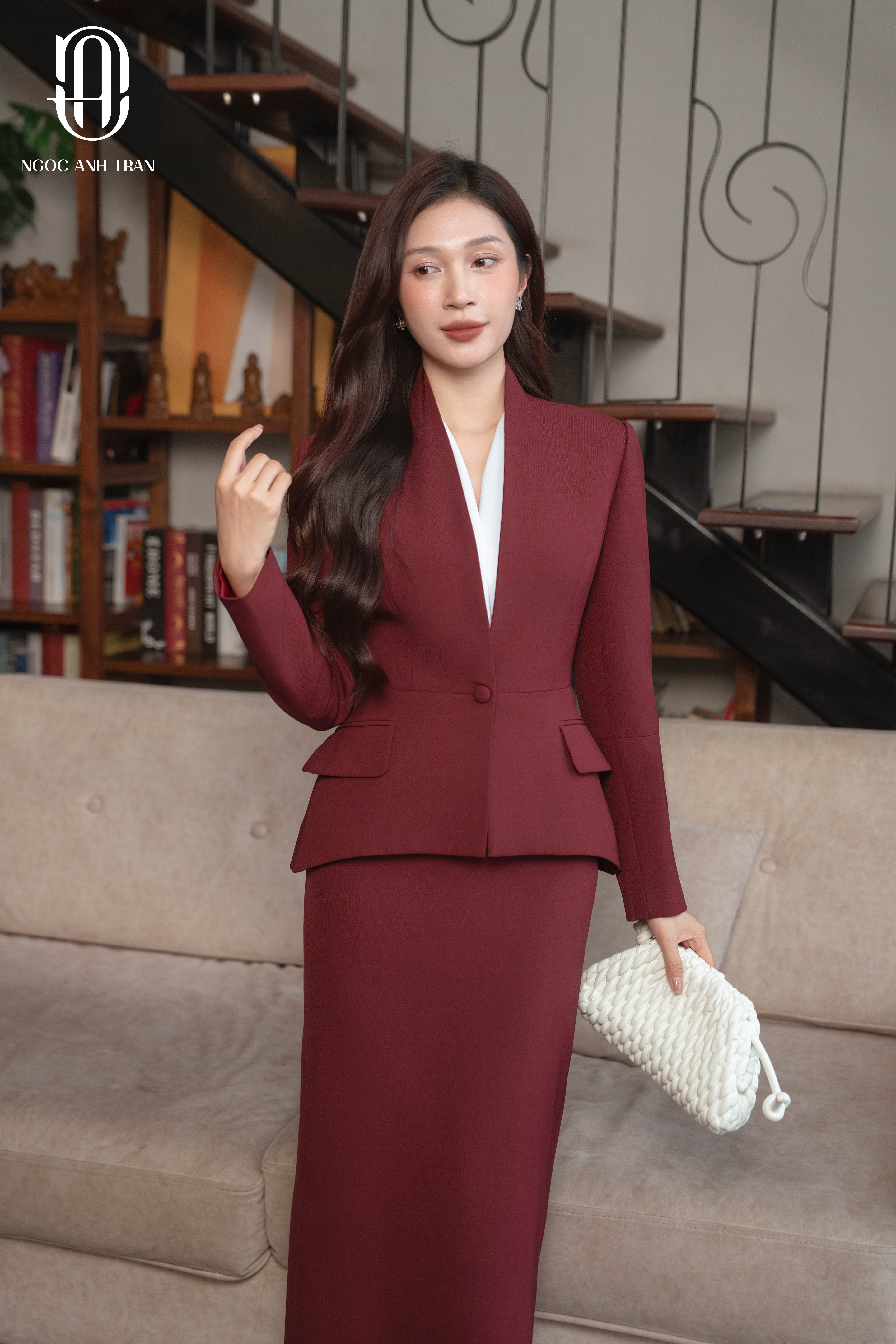 CV075 - Chân váy dài đỏ