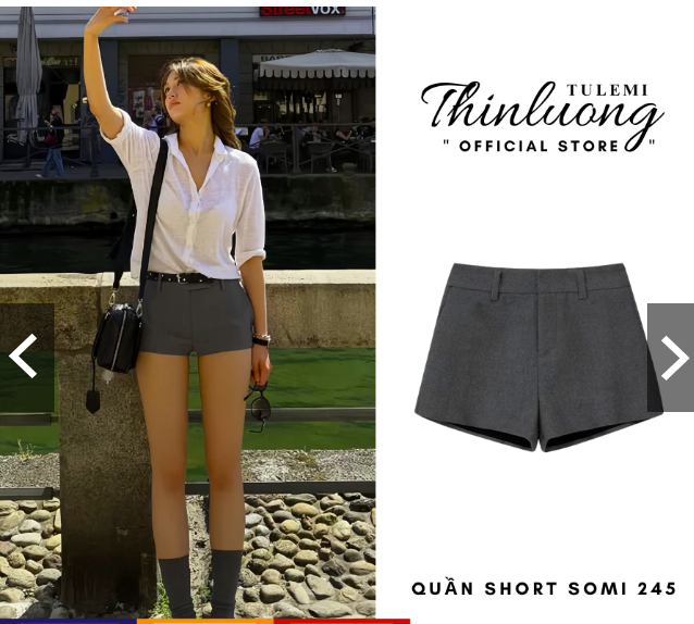 Quần short nữ màu xám Somi quần đùi nữ tôn dáng cạp cao dày dặn