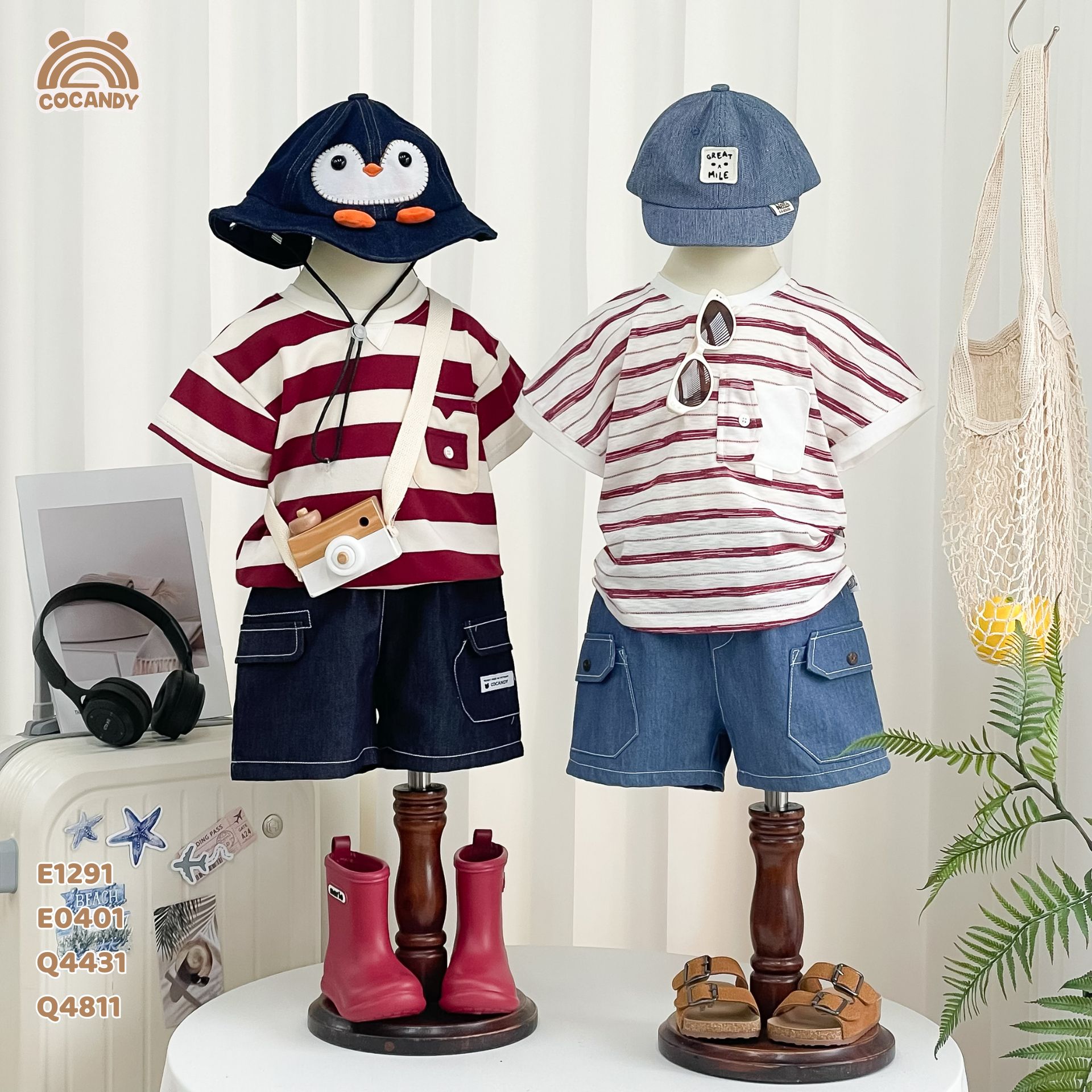 Áo cộc kẻ ĐỎ BE phối túi hòm thư_thumbnail_7