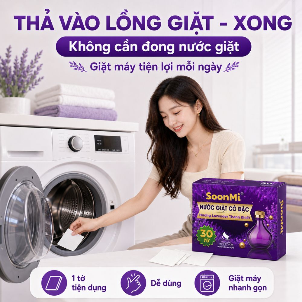 Nước Giặt Cô Đặc SoonMi Hương Lavender lưu hương lâu nhỏ gọn bỏ vali du lịch, khử mùi xe hơi, thơm tủ áo