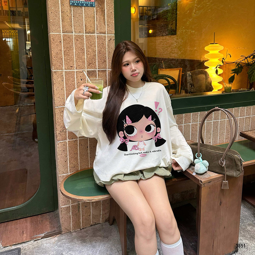 Áo thun nữ form boxy tay dài nữ áo cute phong cách soft girl Hàn Quốc Miucho 3851_thumbnail_2