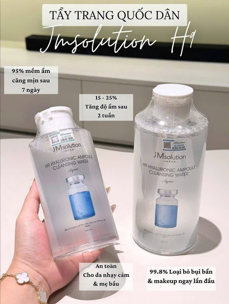 Nước Tẩy Trang JMsolution H9 Water Luminous S.O.S Ringer Cleansing Water 500ml – Sạch Sâu, Cấp Ẩm Dịu Nhẹ