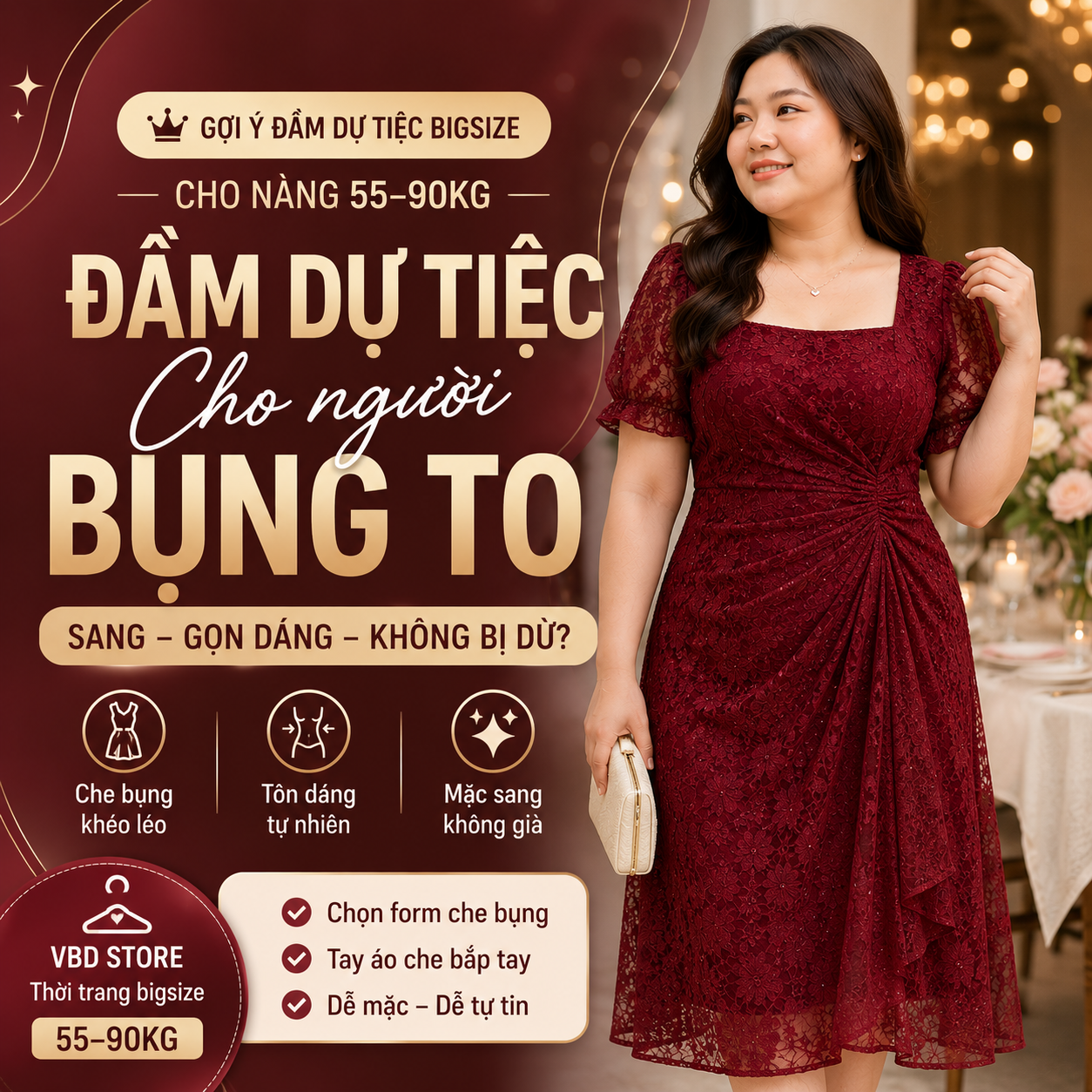 Đầm Dự Tiệc Cho Người Bụng To: Sang Mà Không Bị Dừ