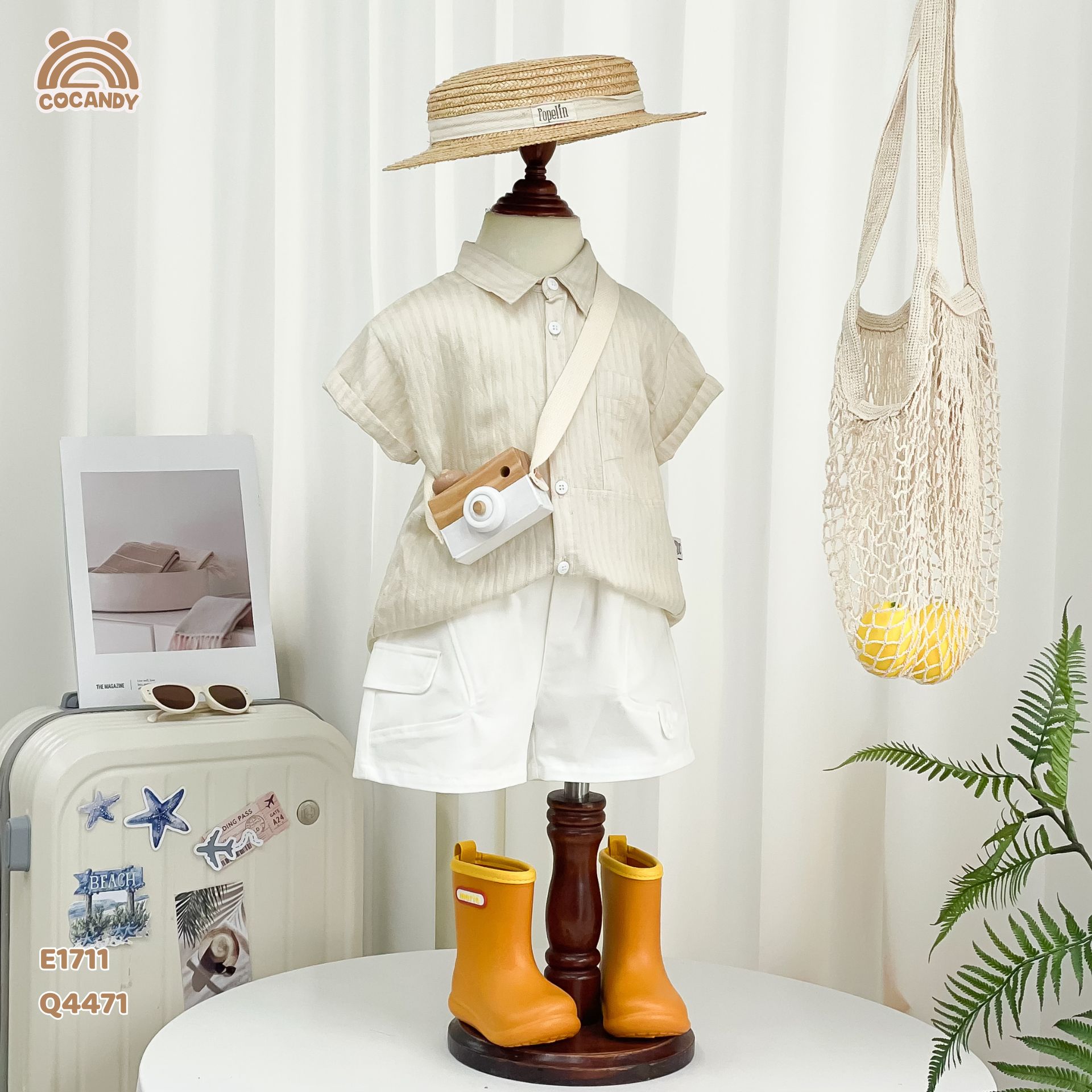 Áo cộc sơ mi vân BE tag CCD lệch