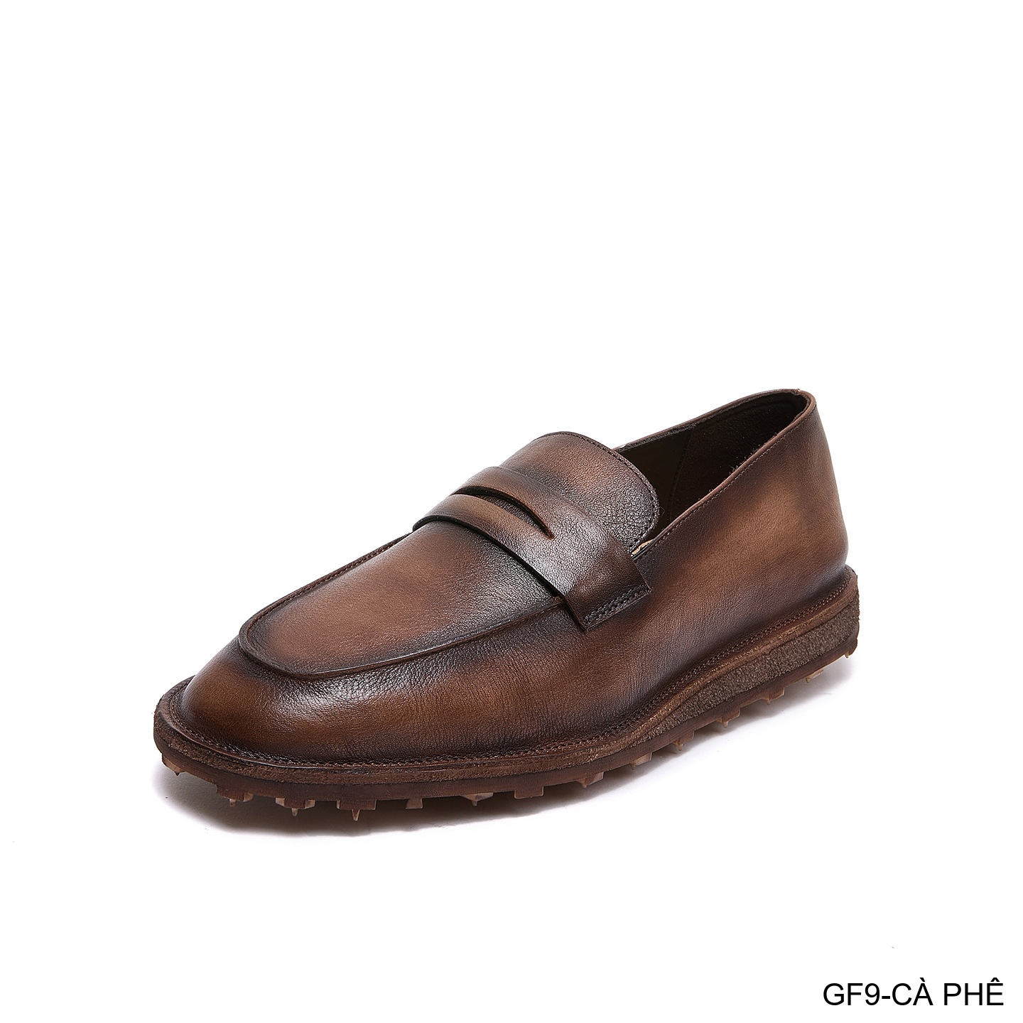GF9 - Giày lười nam da thật phong cách retro, đế đinh tán, thoáng khí, màu trơn