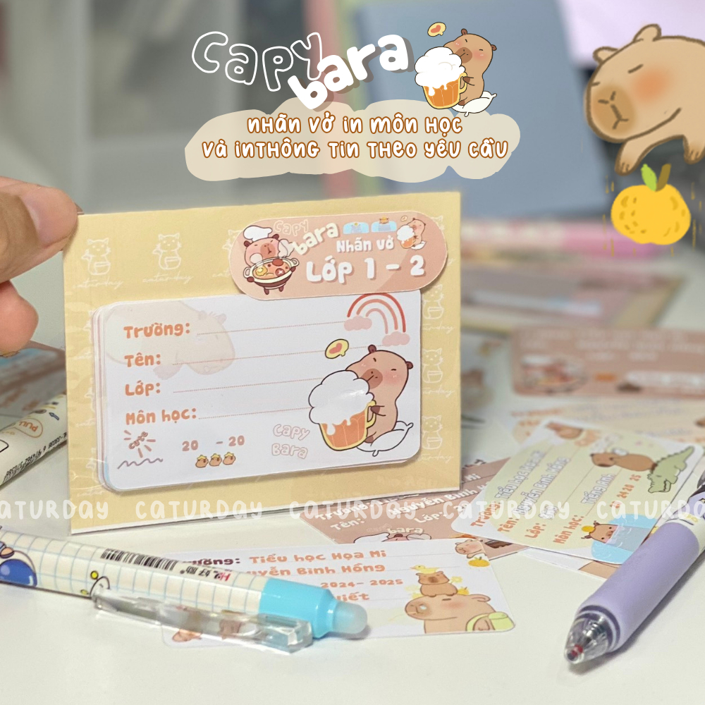 Nhãn vở CAPYBARA MÔN HỌC in thông tin theo yêu cầu cực dễ thương_thumbnail_7