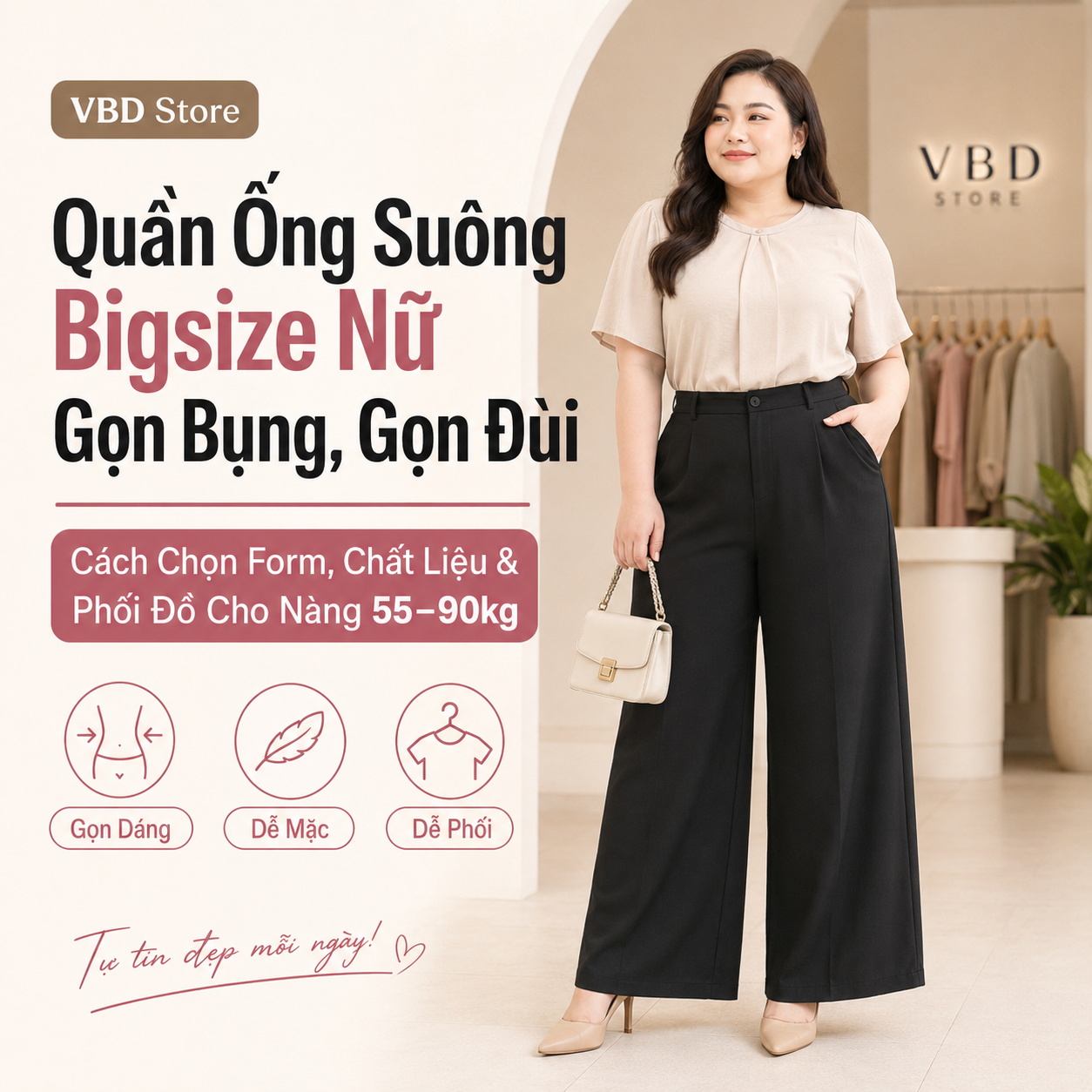 Quần Ống Suông Bigsize Nữ Gọn Bụng, Gọn Đùi