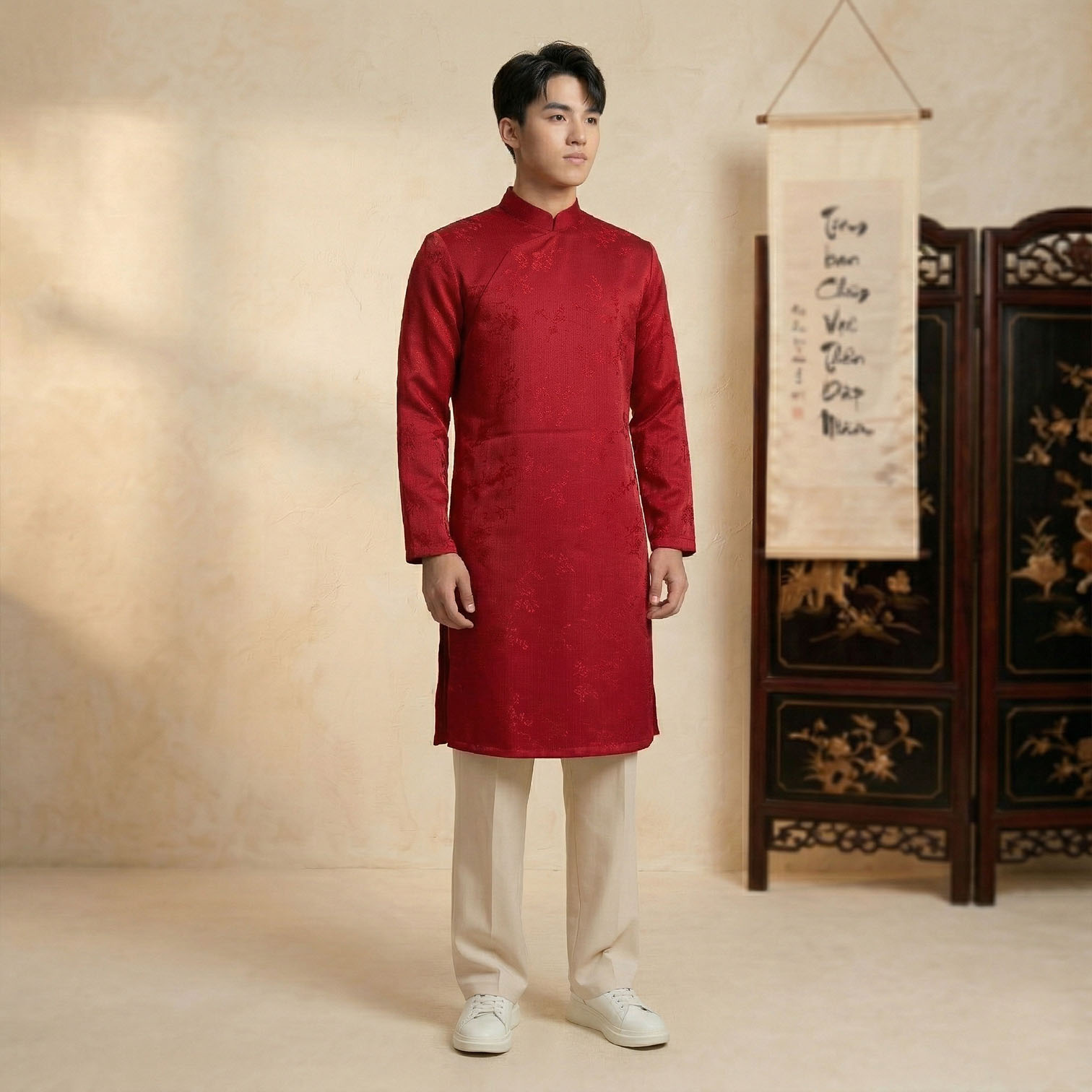 Áo Dài Nam Cách Tân Mặc Tết Cưới Hỏi - Vải Tafeta Vân-NA26-11_thumbnail_7