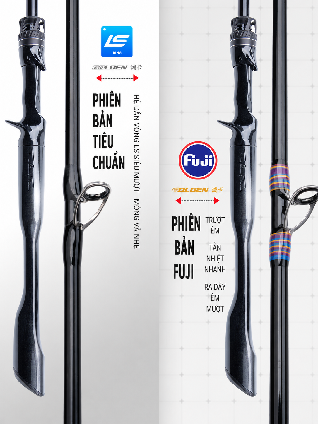 Cần Câu Lure 2 Khúc SAMURAI Khoen Fuji/LS Cao Cấp – Máy Đứng & Máy Ngang – 1.8m / 1.98m / 2.13m / 2.43m_thumbnail_3