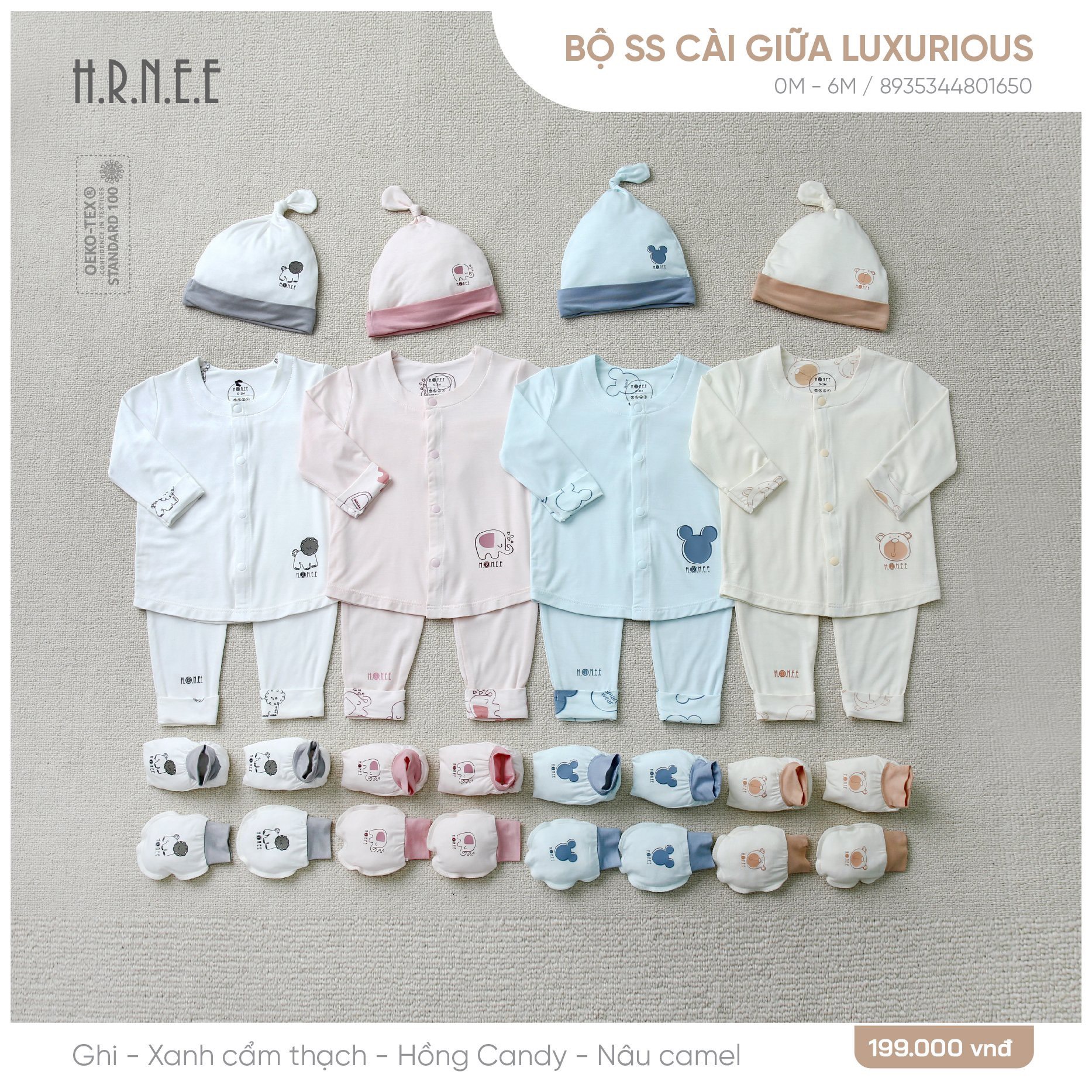 Bộ sơ sinh cài giữa Luxurious HRNEE