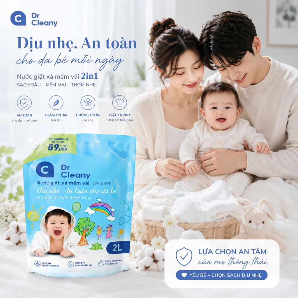 1 Thùng 4 Túi Nước Giặt Cho Bé Dr. Cleany 2kg Công Nghệ Hàn Quốc_thumbnail_12