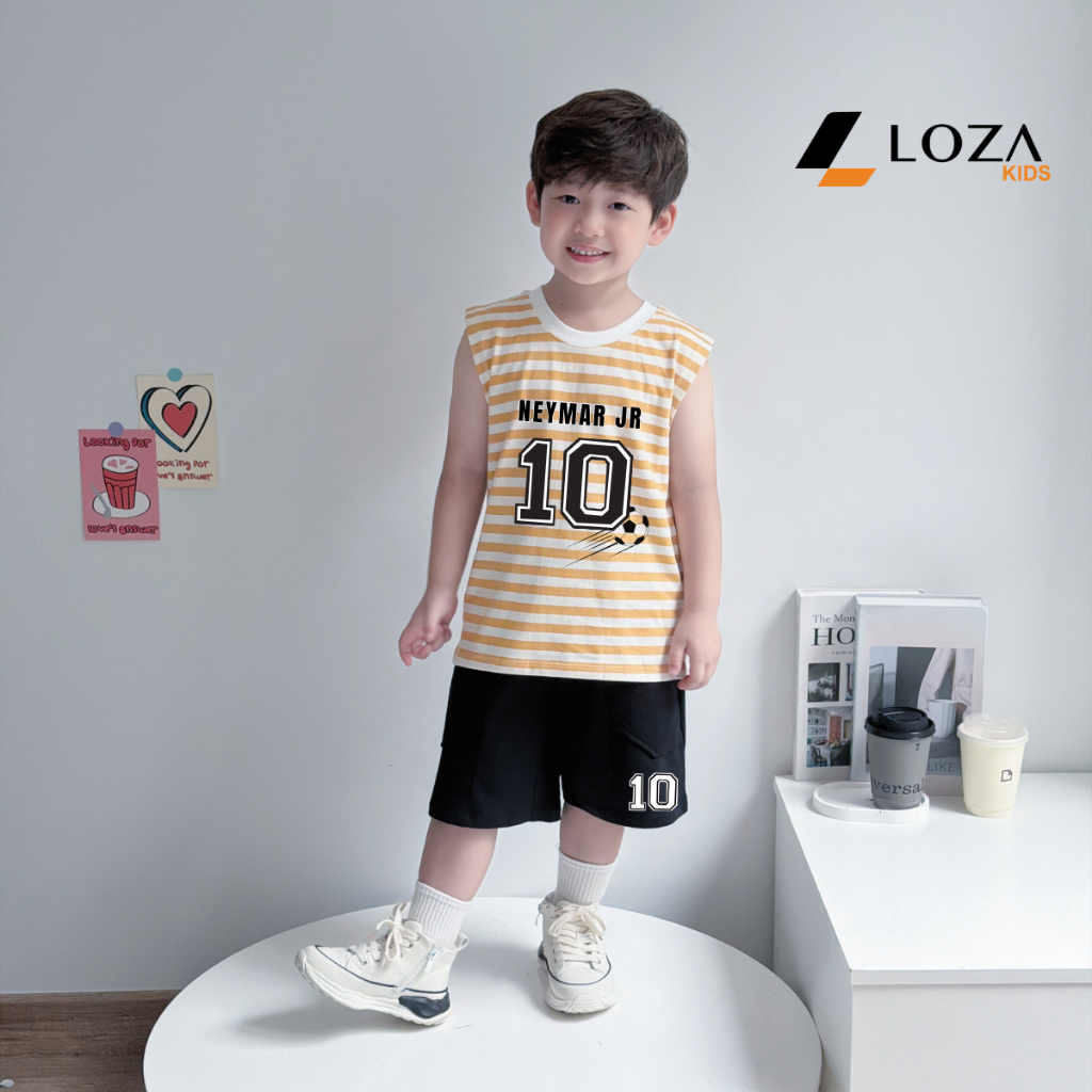 Bộ ba lỗ họa tiết kẻ ngang bé trai hình số 10 NEYMAR - Loza Kids IB655_thumbnail_0