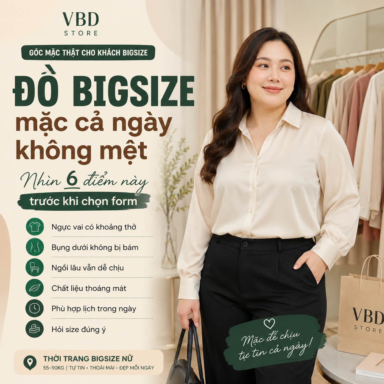 Đồ bigsize mặc cả ngày không mệt: 6 điểm cần nhìn