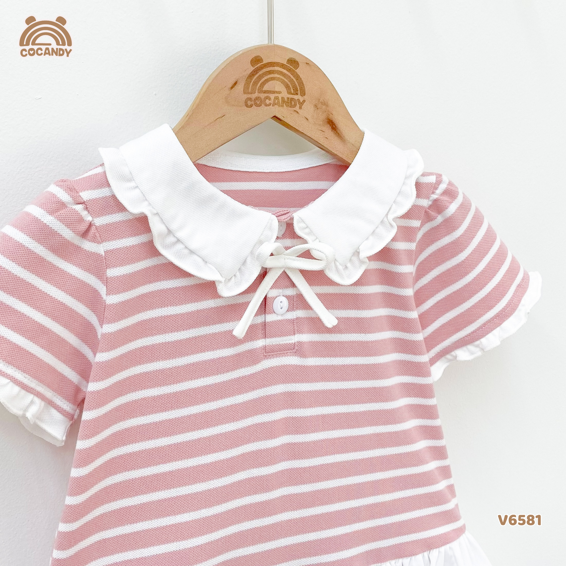 Váy cộc polo kẻ HỒNG form bí_thumbnail_2