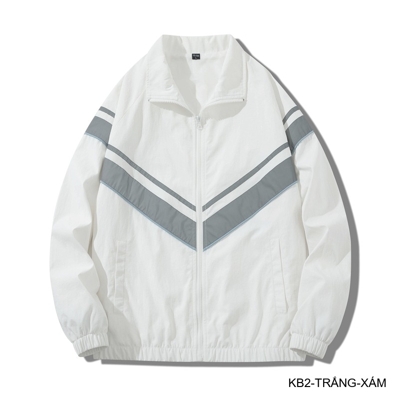 KB2 - Áo khoác nam cổ bẻ phong cách Hong Kong, form rộng, in họa tiết sọc V thời trang