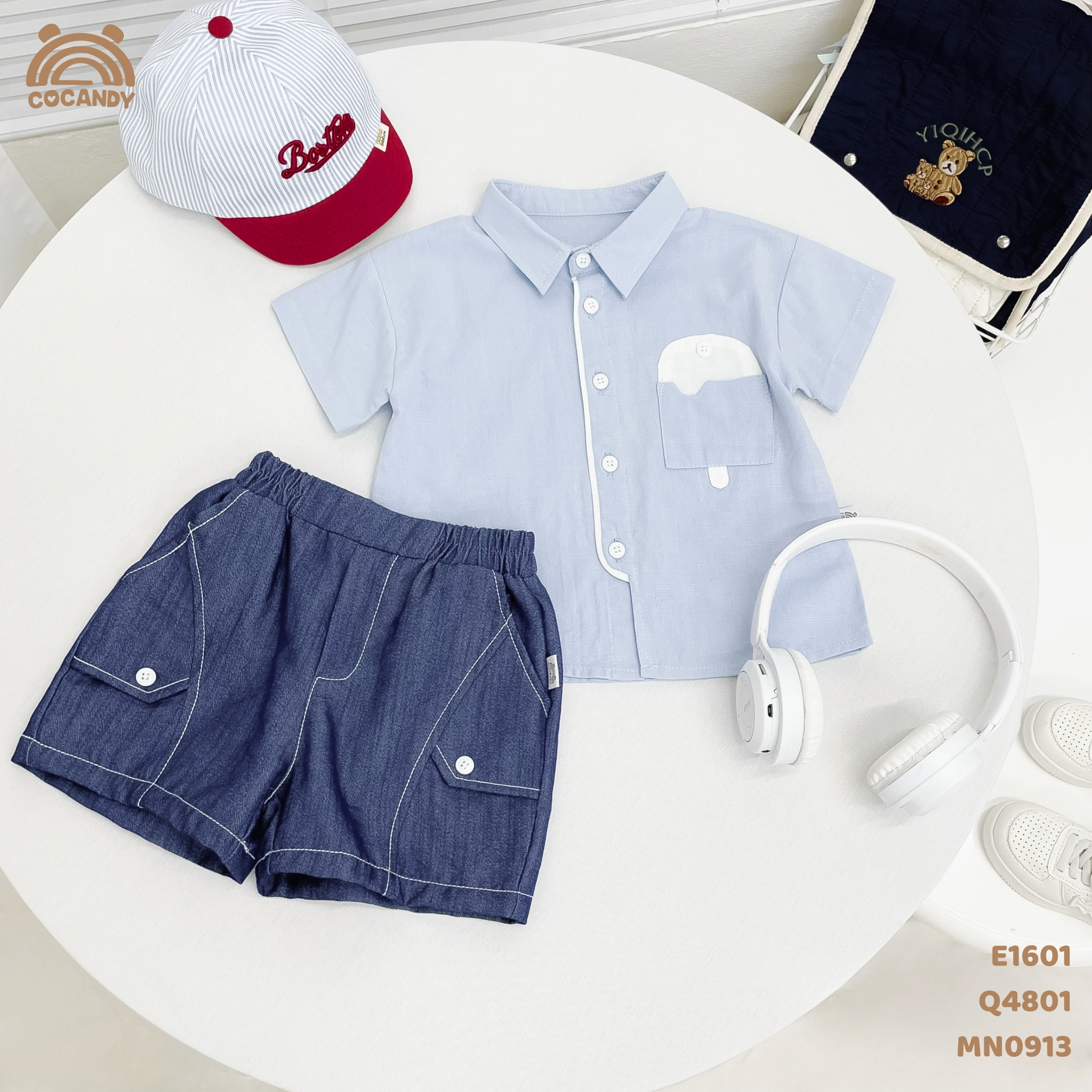 Áo cộc sơ mi XANH DƯƠNG hình cây kem_thumbnail_3