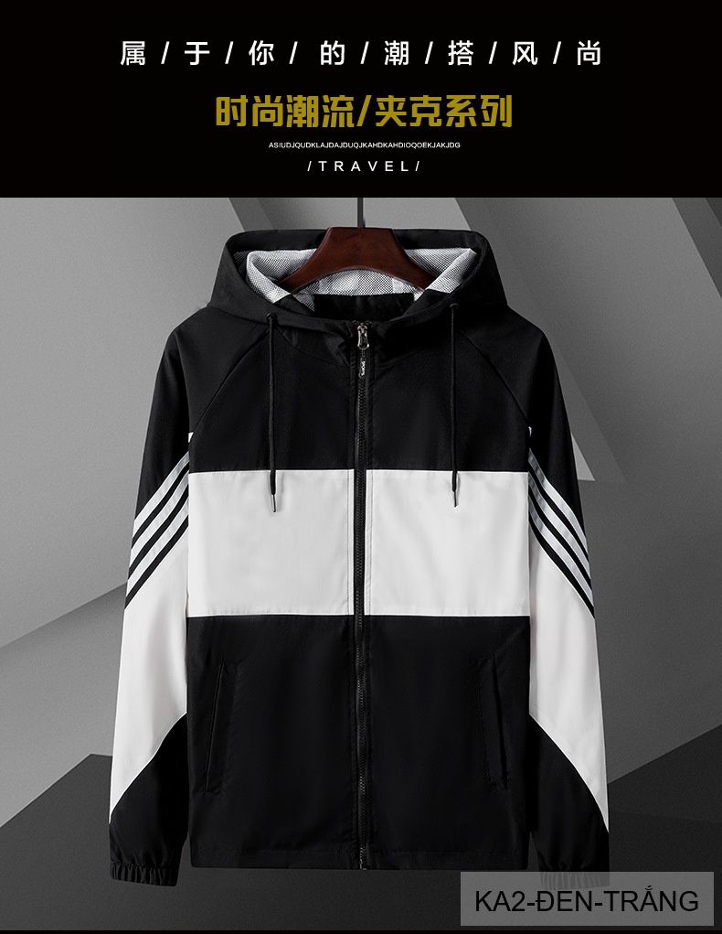 KA2 - Áo khoác nam phối màu thời trang, liền mũ, chống gió, phù hợp xuân thu_thumbnail_19
