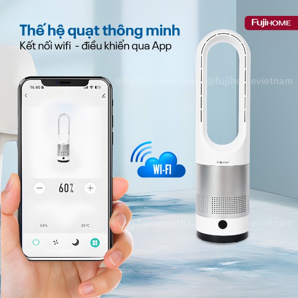 Quạt không cánh mini, lọc không khí khử khuẩn Anion + UV kết nối WIFI Fujihome BF18_thumbnail_8