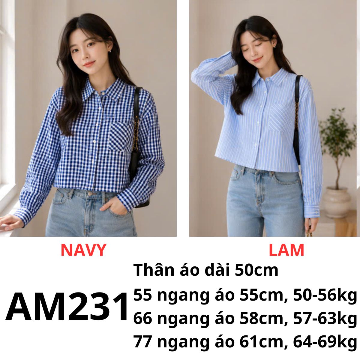 AM231 - Áo sơ mi crop Cacha