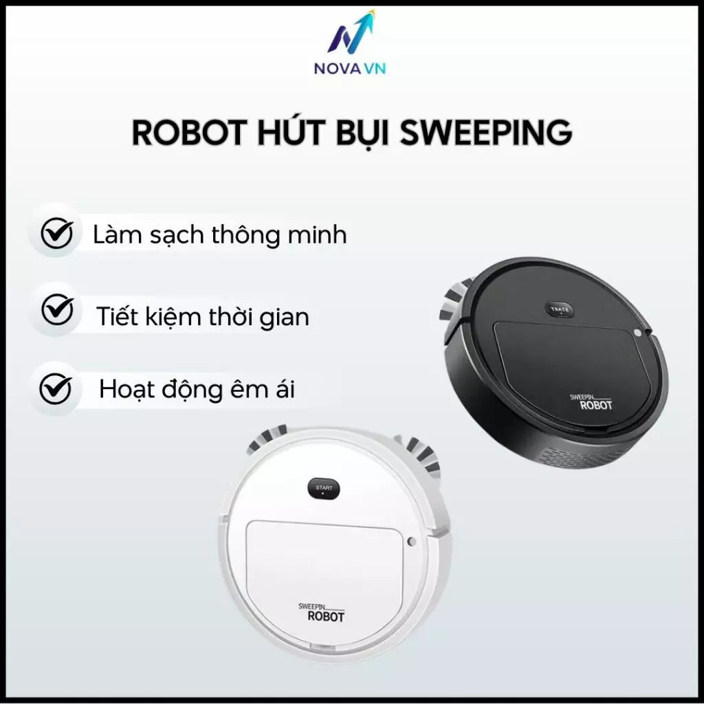 Robot hút bụi thông minh SWEEPING – lực hút mạnh, cảm biến tránh vật cản, tiện lợi cho gia đình