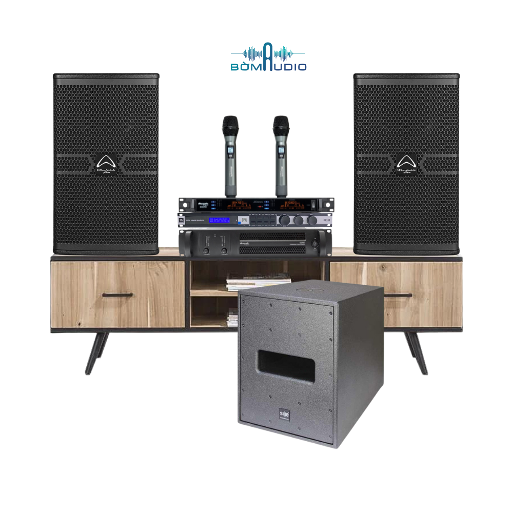 Combo Karaoke Cục Đẩy DBACOUSTIC B2800 + Vang Số JBL KX 180 + Loa Karaoke WHARFEDALE PRO WH-12 NEO + Loa Subwoofer SE AUDIOTECHNIK M-F3+ Micro DBACOUSTIC DB650 PRO - B161F