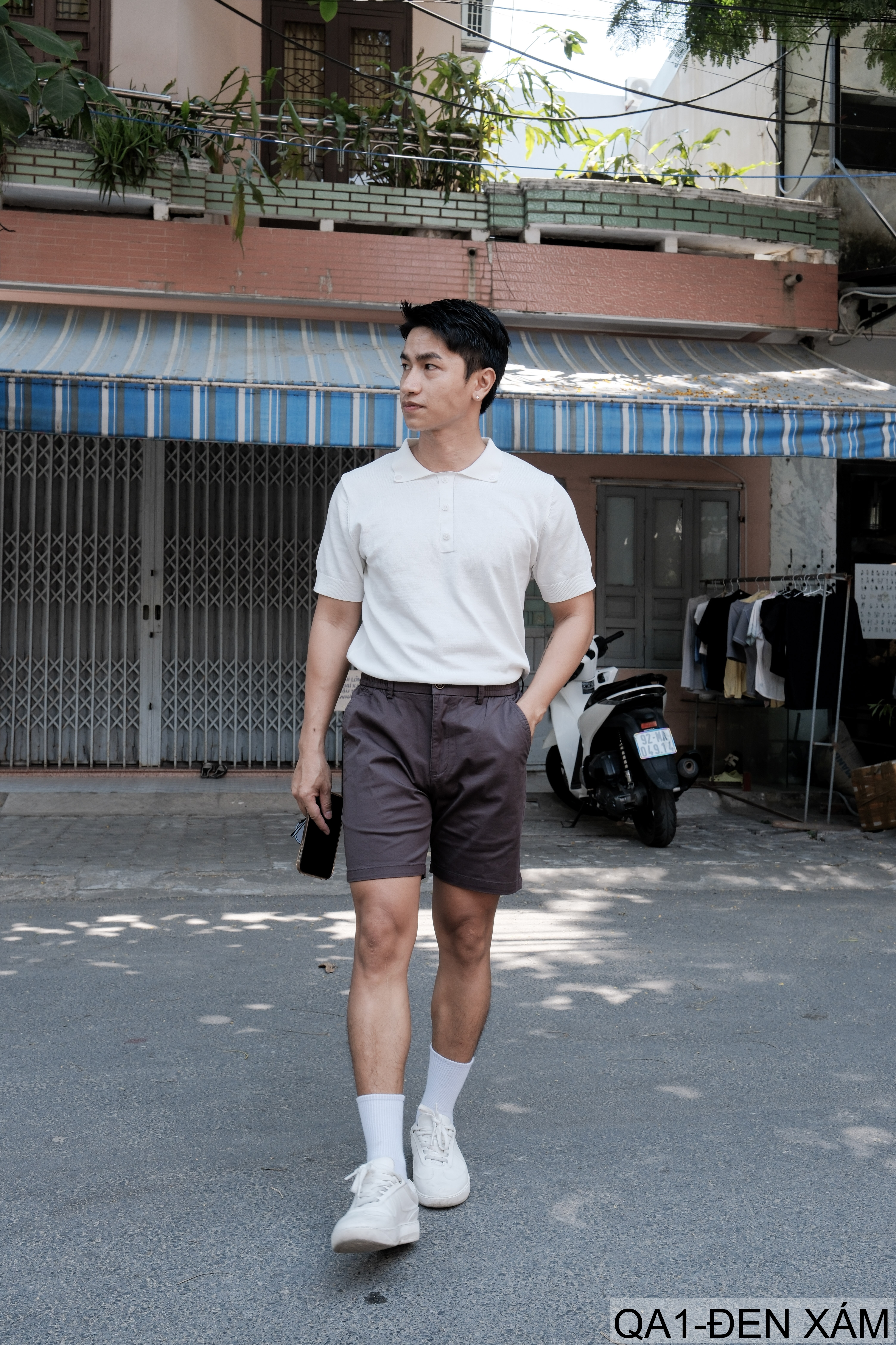 QA1 - Quần short nam ống rộng co giãn, chất cotton thoáng mát, phong cách Nhật Bản mùa hè_thumbnail_2