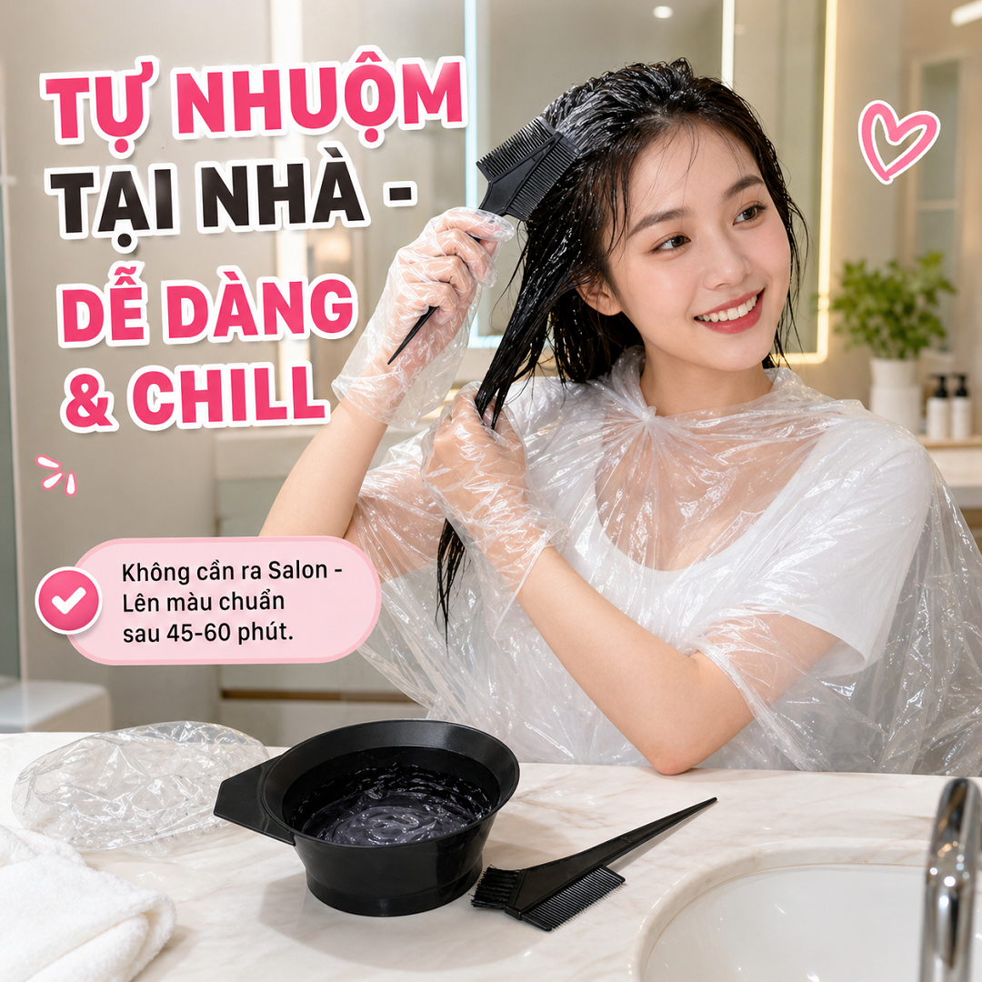 Thuốc Nhuộm Tóc Đen (Đen Tuyền / Tự Nhiên) - Phủ Bạc, Lấp Mọi Nền Tóc Cũ, Tặng Full Dụng Cụ_thumbnail_4