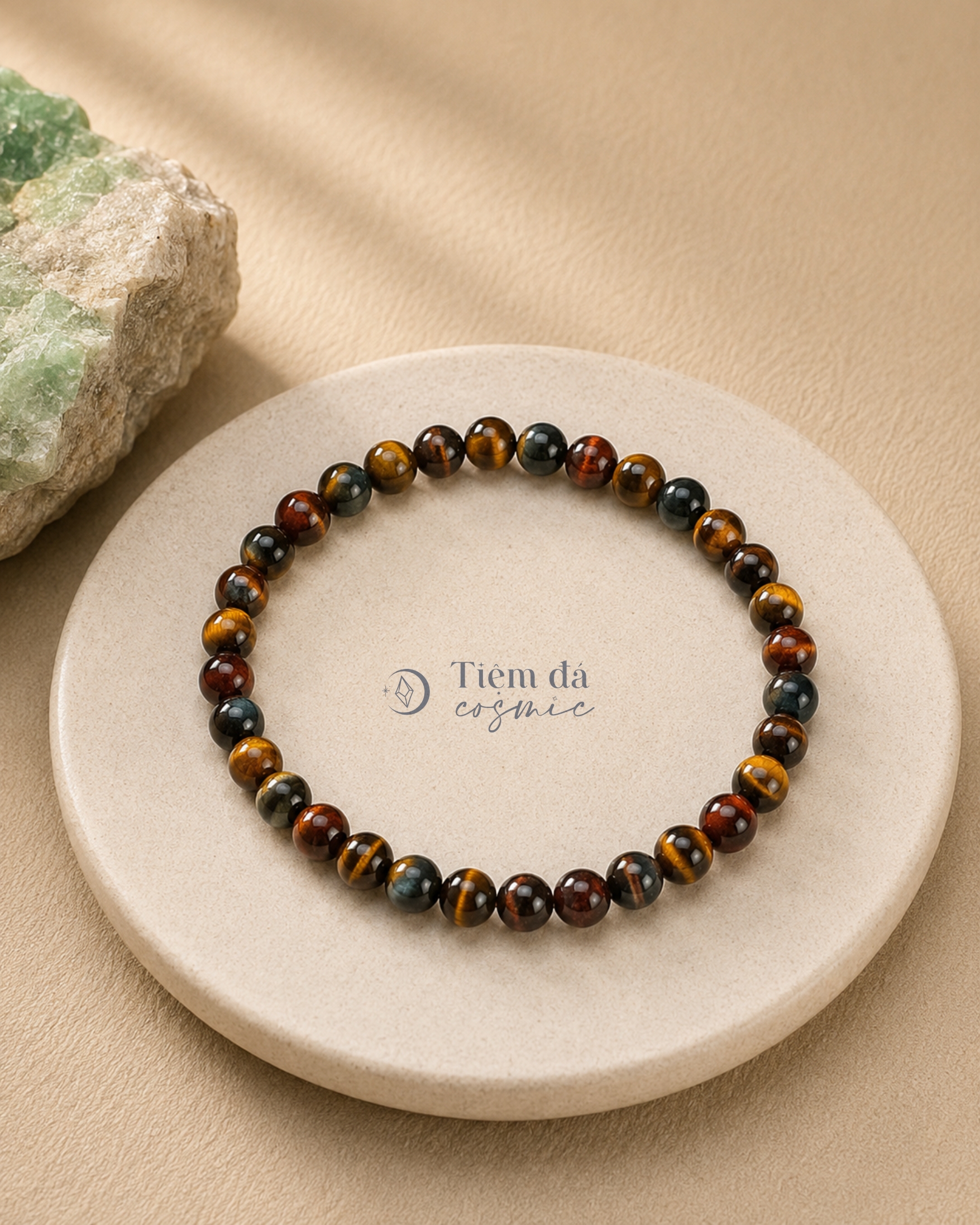 Vòng Đá Mắt Hổ Đa Sắc (Đỏ Vàng Xanh) Tiger Eye
