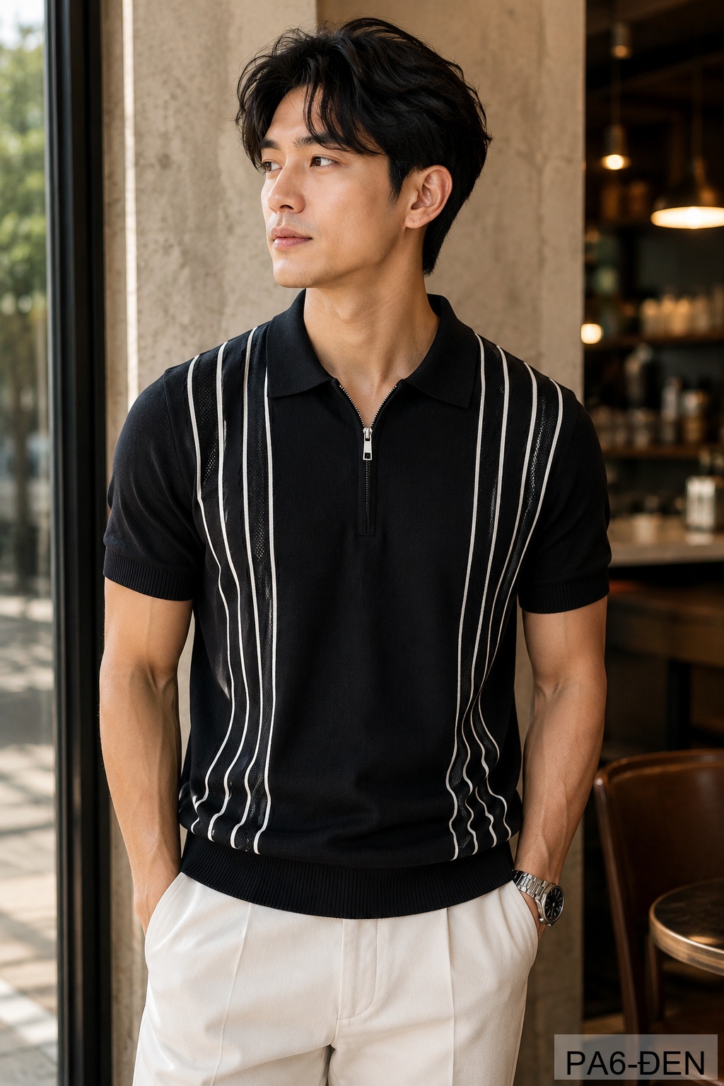 PA6 - Áo Polo Nam Tay Ngắn Cổ Bẻ Kẻ Sọc Phong Cách Cổ Điển Thoáng Mát Mùa Hè_thumbnail_10