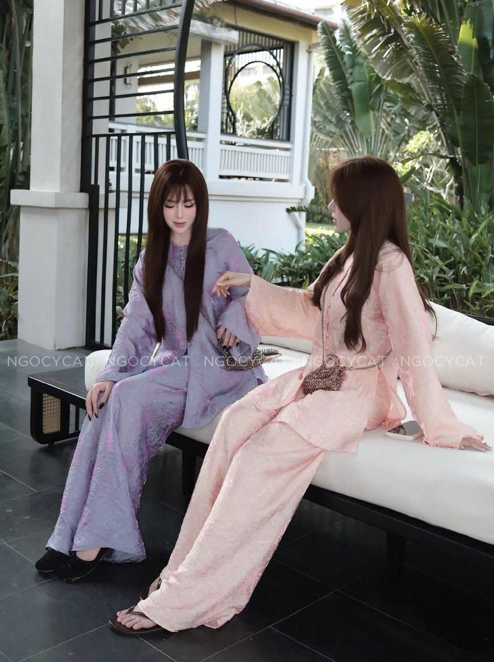 Áo Bà Ba Màu Tím Pastel Tơ Tằm Ánh Kim_thumbnail_2