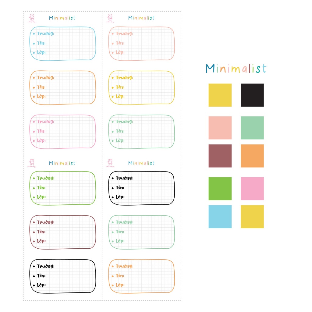 Set 12 nhãn sách - nhãn tên phong cách MINIMALIST - in thông tin theo yêu cầu | By Caturday_thumbnail_1