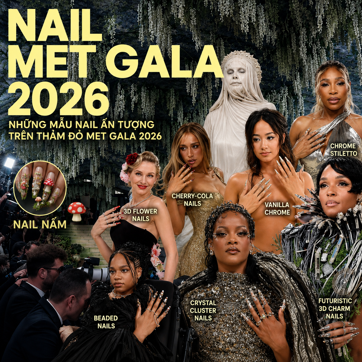 Top mẫu nail chuẩn bị lên ngôi sau Met Gala 2026