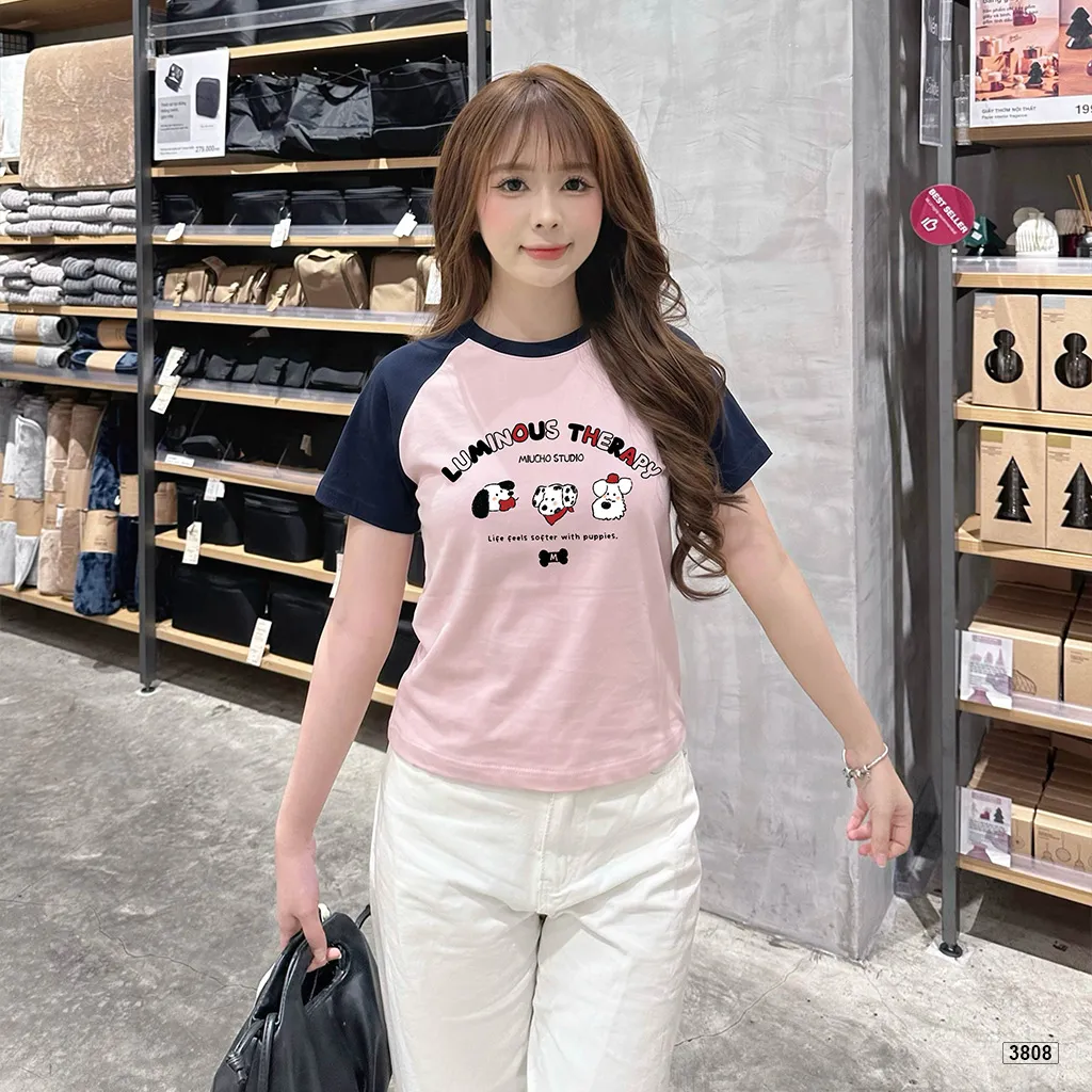 Áo thun babytee raglan hình cún cute phong cách Hàn Quốc đáng yêu Miucho 3808_thumbnail_3