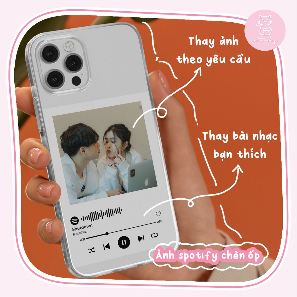 Set 2 Ảnh KHUNG SPOTIFY chèn ảnh/chèn bài hát theo yêu cầu đựng Ốp lưng siêu cưng