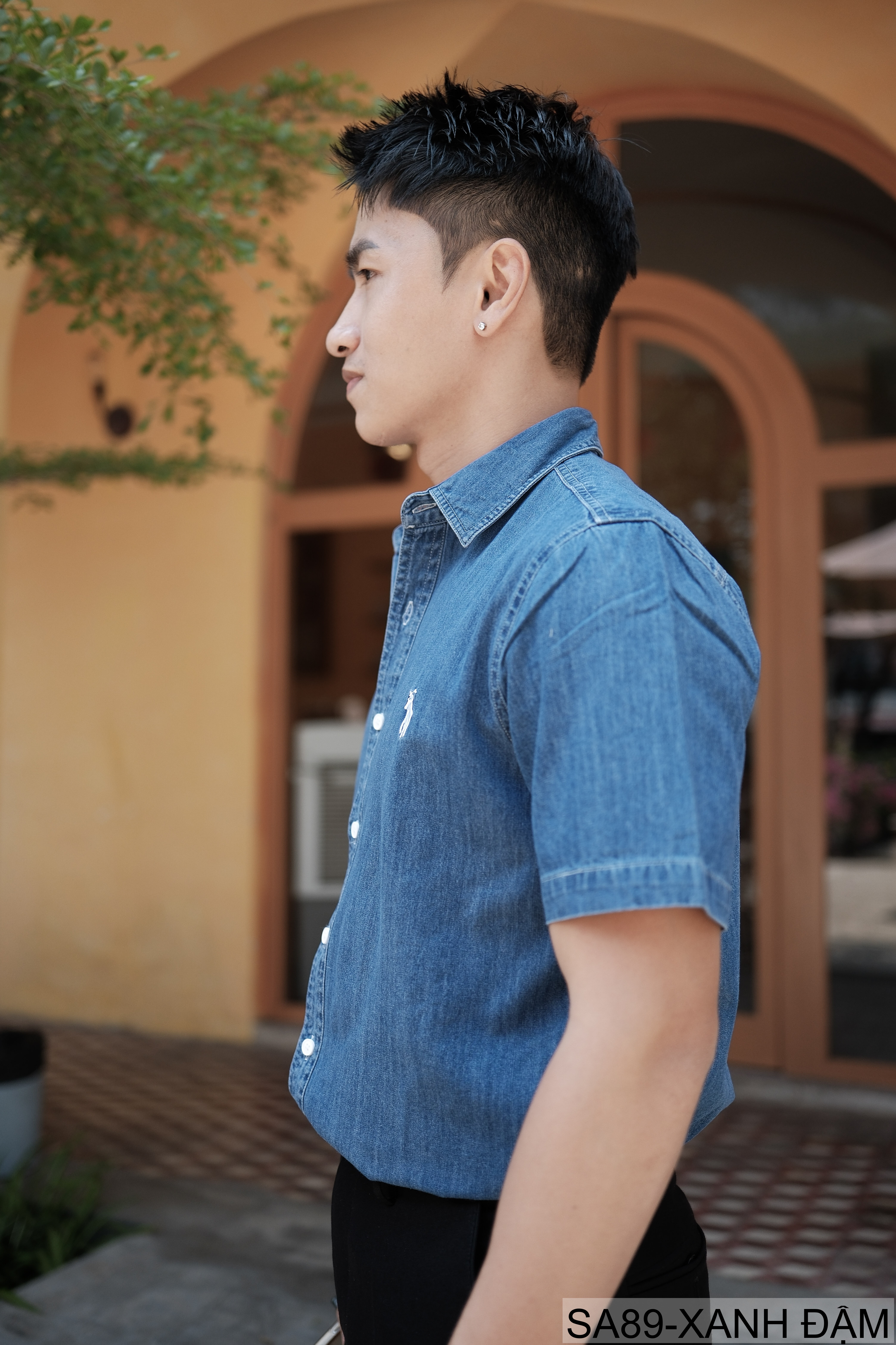 SA89 - Áo sơ mi denim nam tay ngắn phong cách Nhật Bản, chất cotton mềm mại, form rộng thoải mái_thumbnail_15
