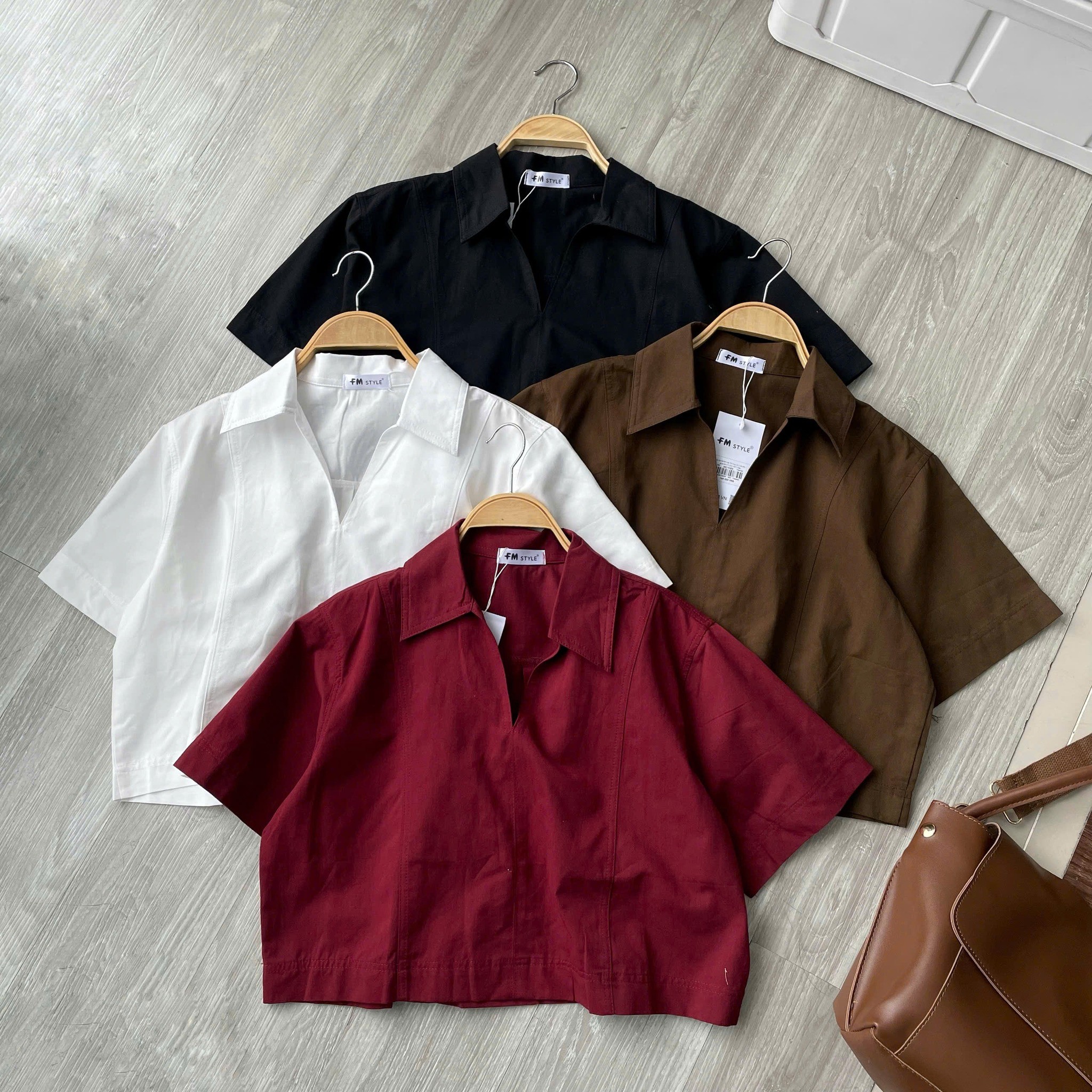 Áo Sơ Mi Nữ Kiểu TN Crop cổ V bẻ viền giữa HN.215 (C) (1451) - Freesize_thumbnail_1