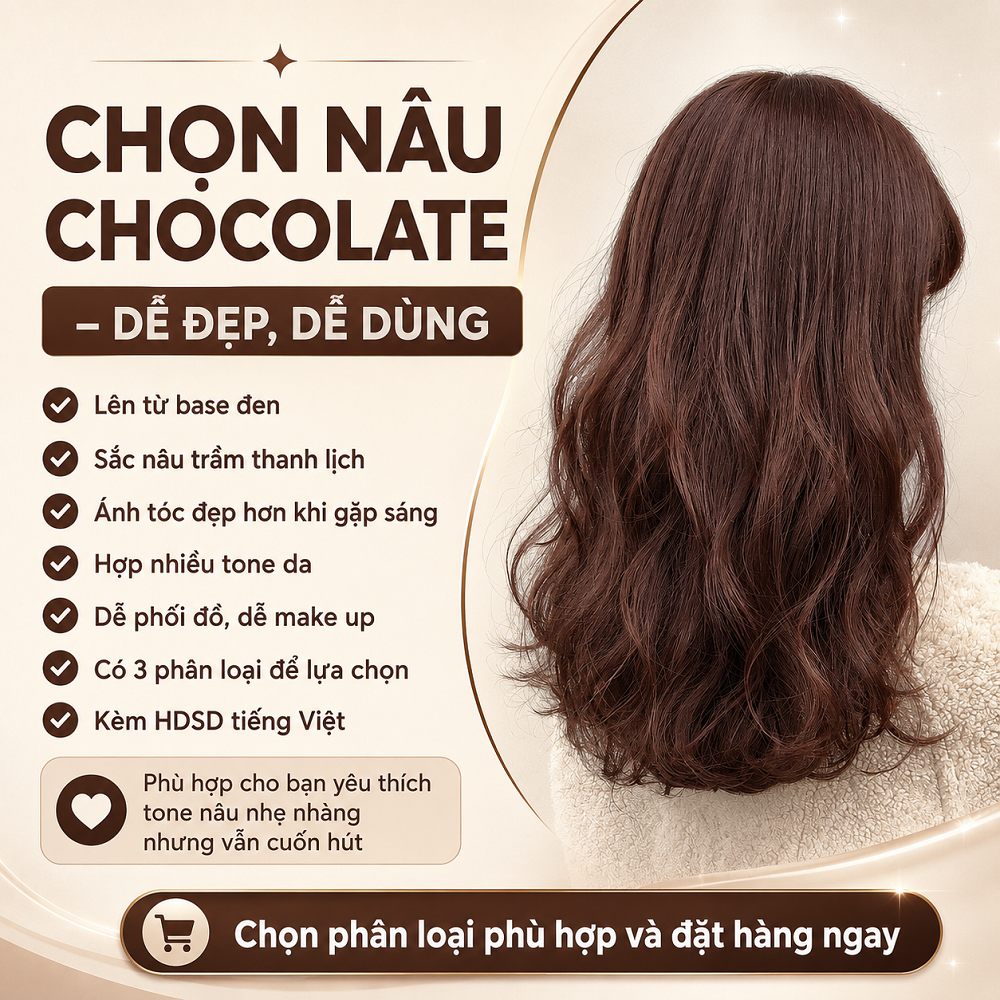 Thuốc Nhuộm Tóc Nâu Chocolate Lên Từ Base Đen, Không Cần Tẩy, Kèm Oxi Và HDSD Tiếng Việt_thumbnail_9