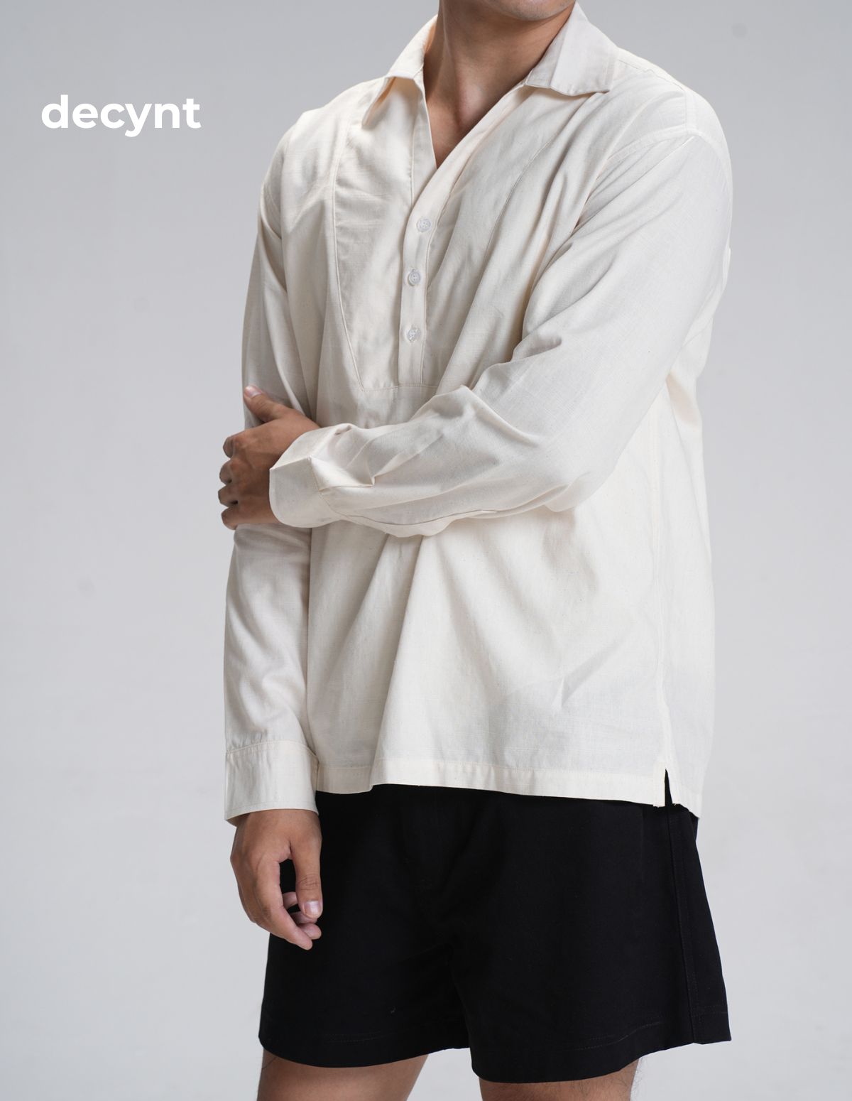 Linen Popover Shirt decynt - Áo sơ mi tay dài chất liệu linen cotton chui đầu, xẻ 2 bên_thumbnail_20