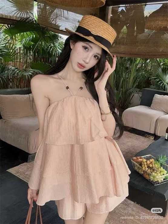 Lucas - Set áo 2 dây chéo xòe tầng + quần sóc MD STUDIO