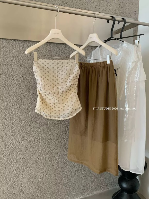 Lucas - Set áo quây thổ cẩm + chân váy voan xòe dáng dài 8919
