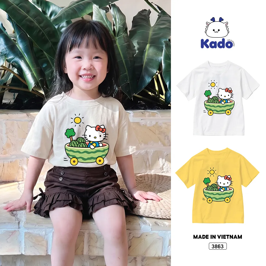 Áo thun bé gái form rộng Kittie Watermelon Kado 3863