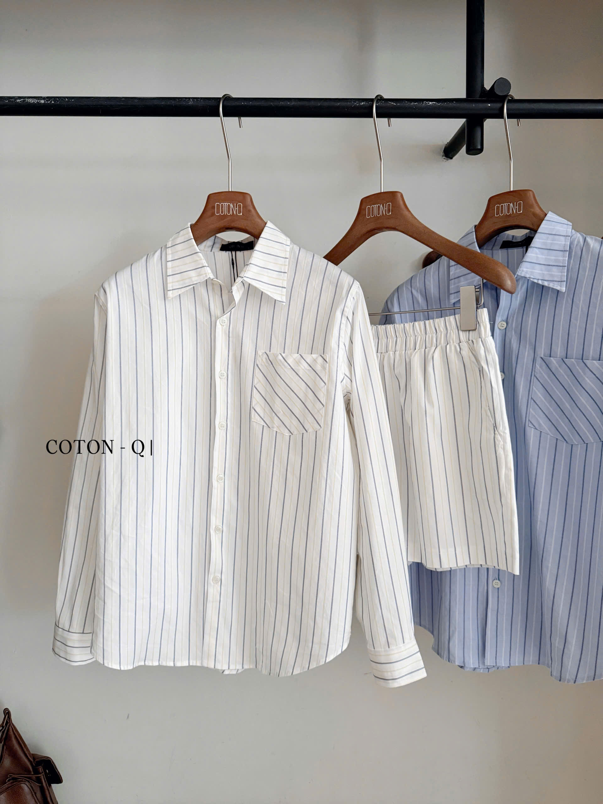 Set áo somi tay dài + quần sọc ( SỌC TRẮNG )_thumbnail_3