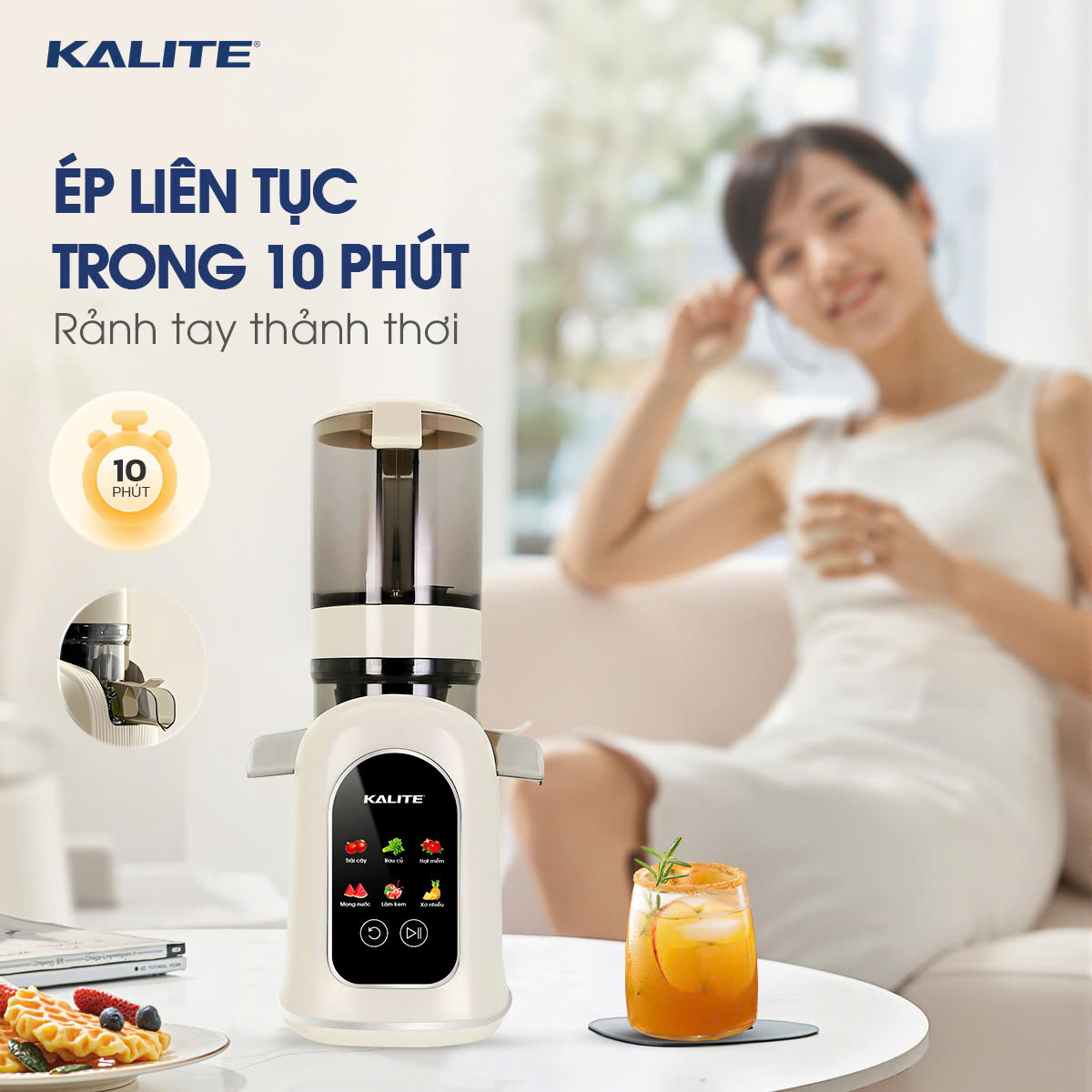 Máy ép chậm Kalite KSJ569 ép kiệt bã 99% không sinh nhiệt tích hợp làm kem_thumbnail_9