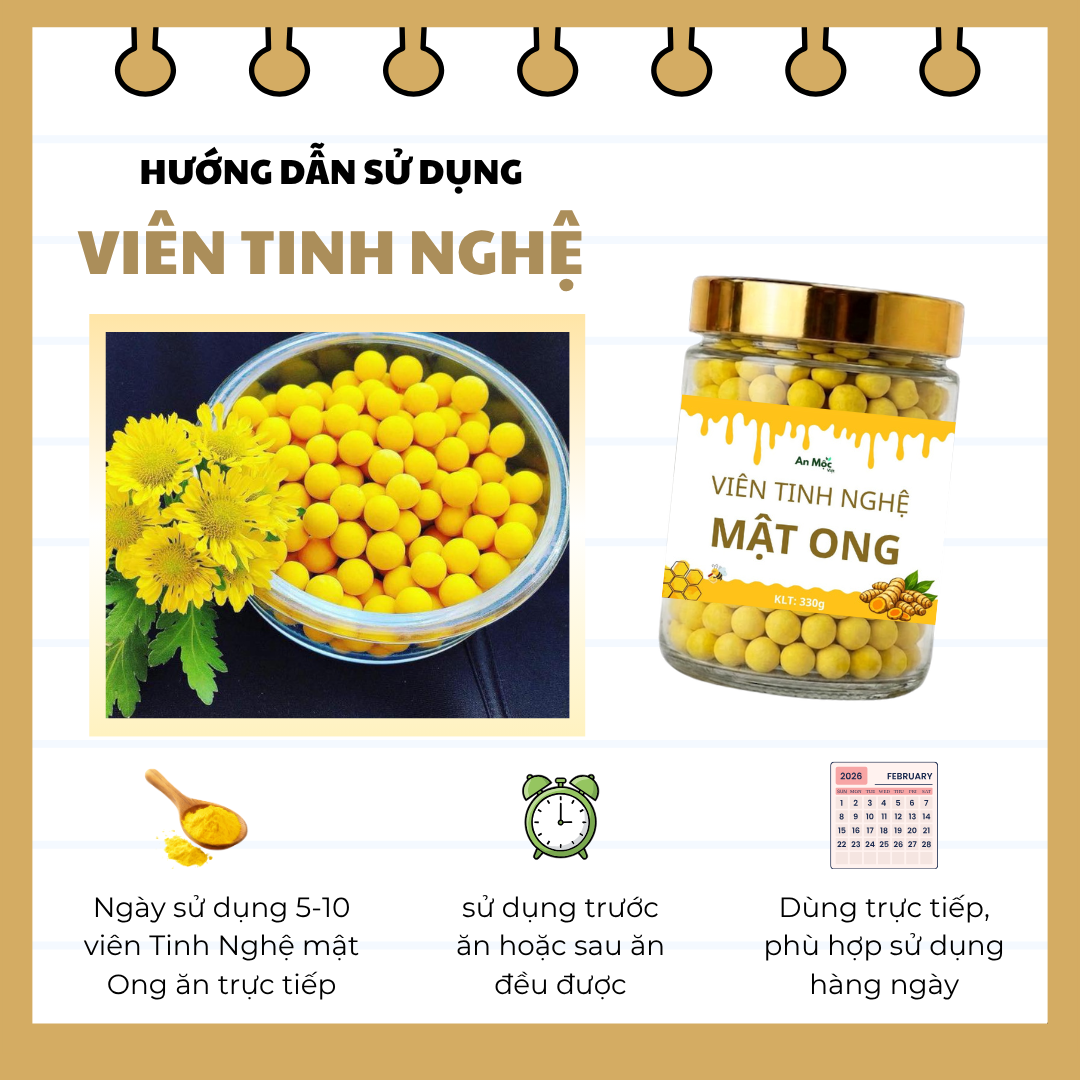 VIÊN TINH NGHỆ MẬT ONG 330g - Hỗ Trợ Dạ Dày, Tiêu Hóa, Đẹp Da - Dễ ăn tiện lợi, Không hăng không đắng_thumbnail_4