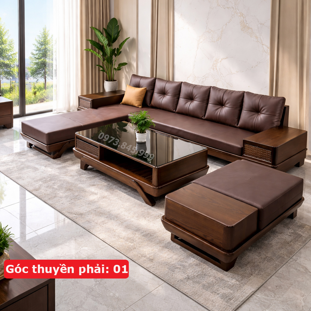 Sofa góc L chân thuyền